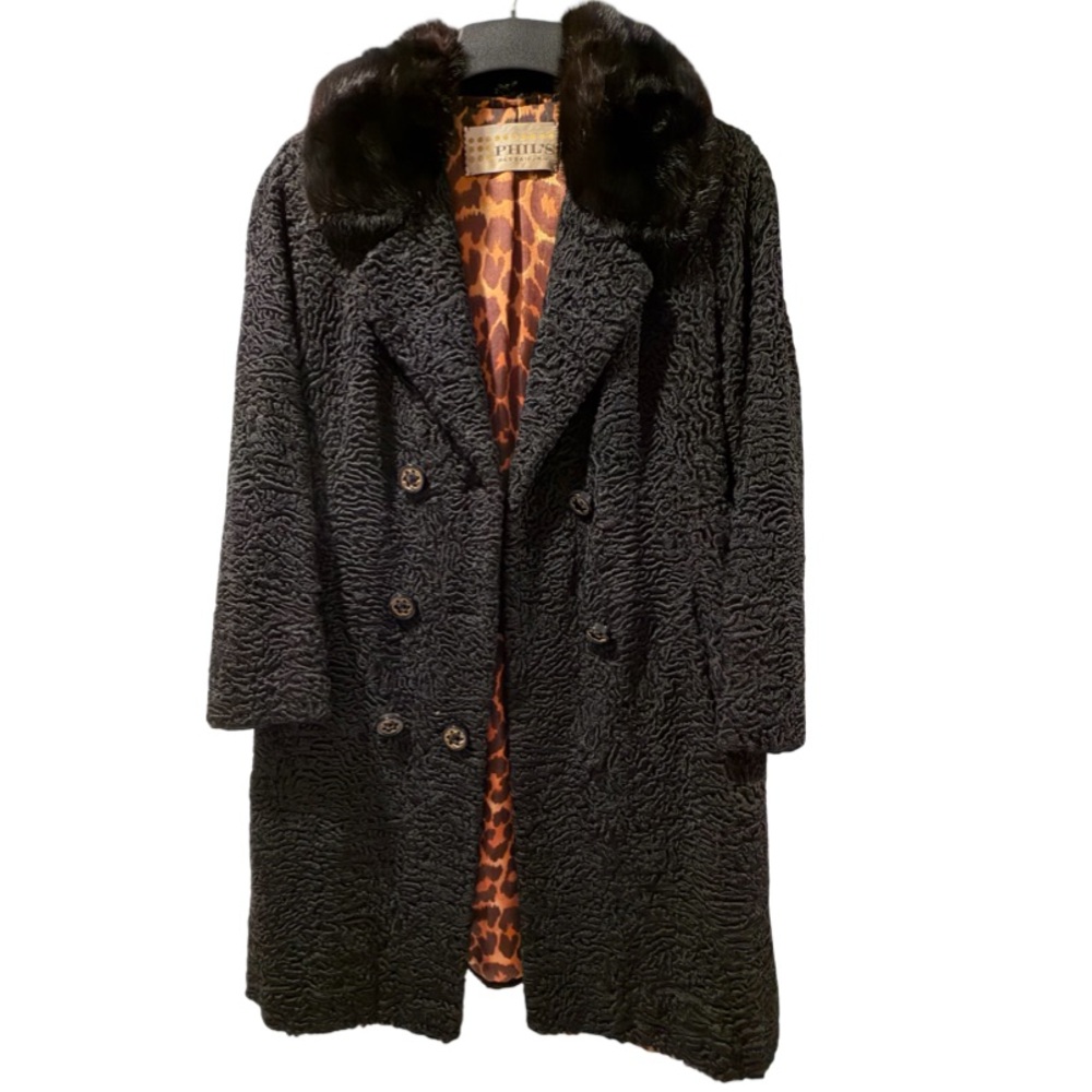 Vintage Black Persian Lamb Fur Women's Coat